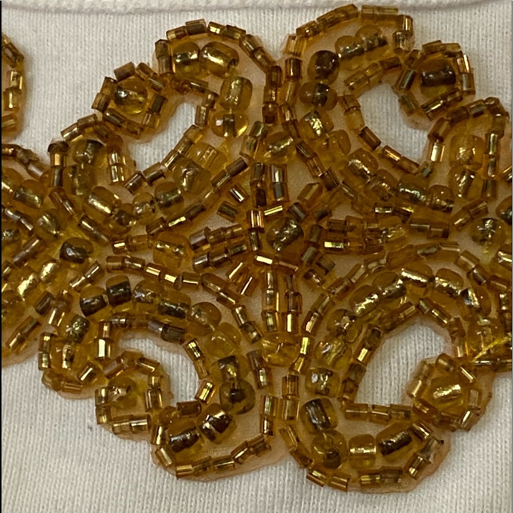 Golden Beaded White Tank Classy PERFECT Bus, Dress Jacket, Summer shorts NWOT XL - Picture 3 of 5
